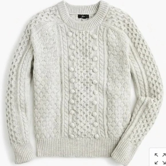 J. Crew Sweaters - J Crew Popcorn Cable Knit, Crew Neck Sweater, L, Grey